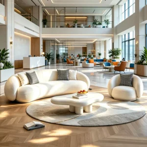 Curved Fabric Lounge Sofa - image 1