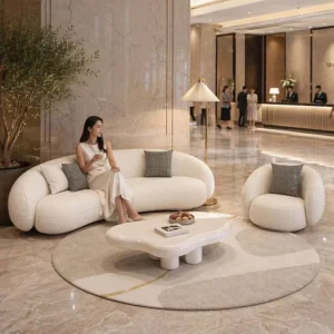 Curved Fabric Lounge Sofa - image 2