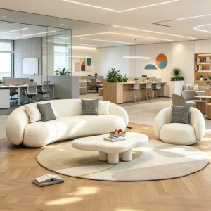 Curved Fabric Lounge Sofa - image 3