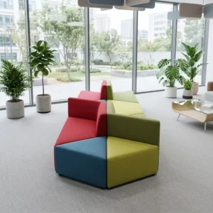 Curved Fabric Lounge Sofa - image 7