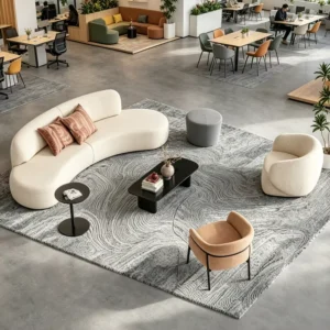Curved Fabric Lounge Sofa - image 8