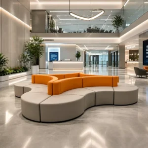 Curved Fabric Lounge Sofa - image 9