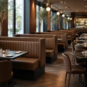 Channel-Tufted Leather Booth Seating - image 1