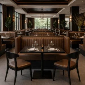 Channel-Tufted Leather Booth Seating - image 2