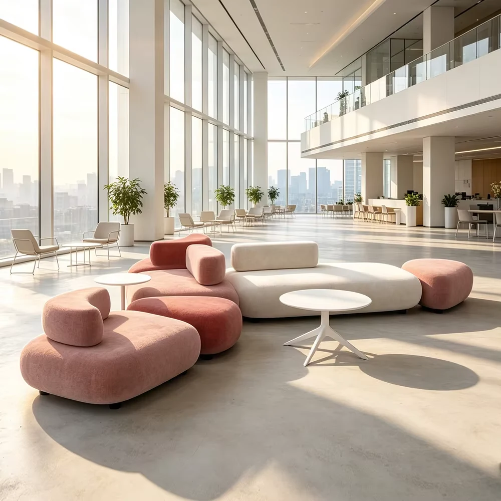 Modular Curved Fabric Lounge Sofa