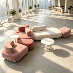 Modular Curved Fabric Lounge Sofa - image 5