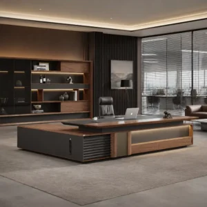 L-Shaped Wood Workstation - image 1