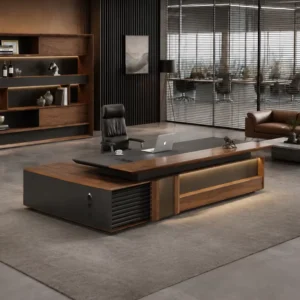 L-Shaped Wood Workstation - image 2