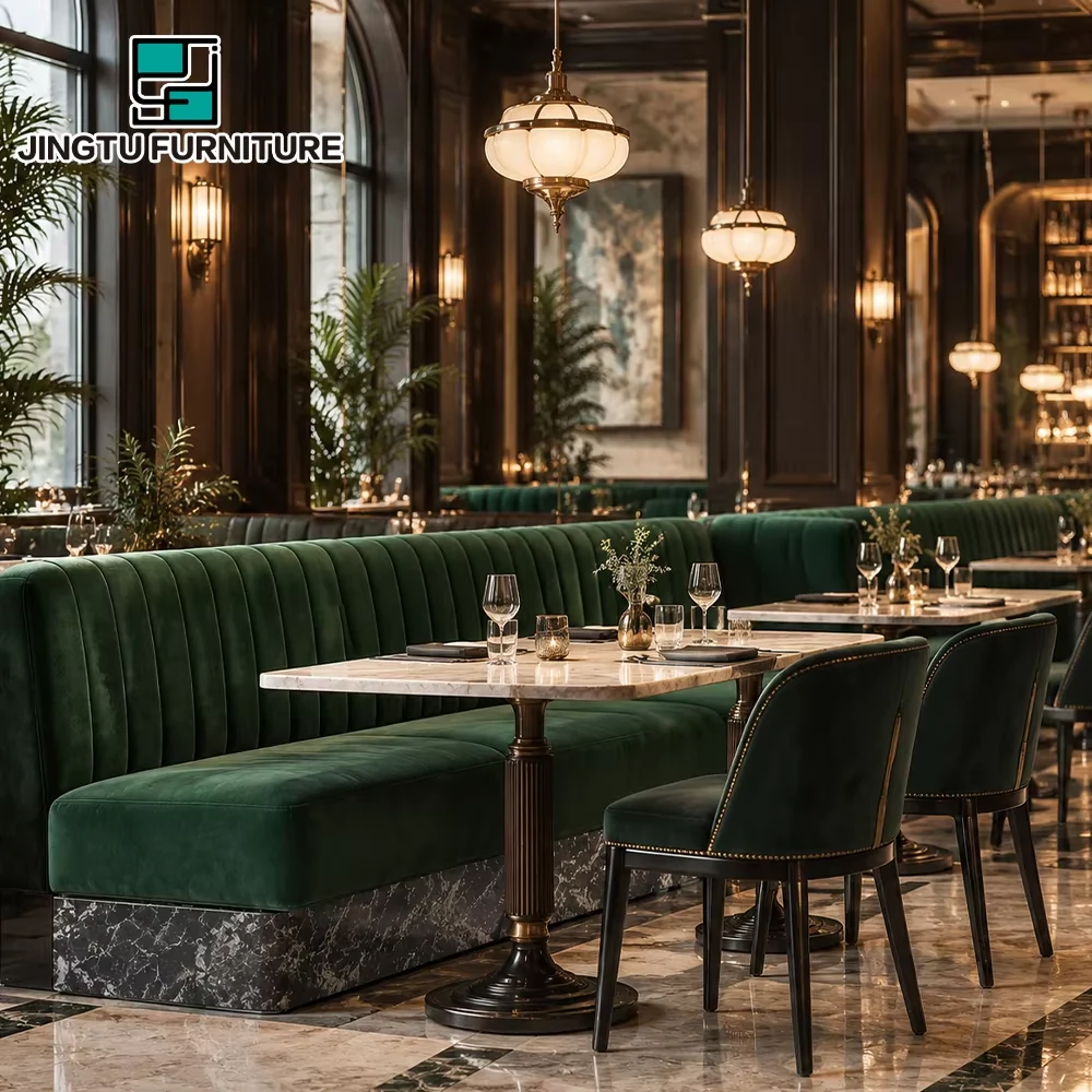 Channel-Tufted Fabric Booth Seating