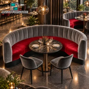 Channel-Tufted Fabric Booth Seating - image 2