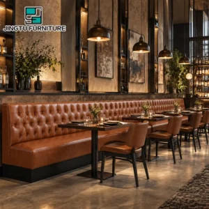 Button-Tufted Leather Booth Seating - image 1
