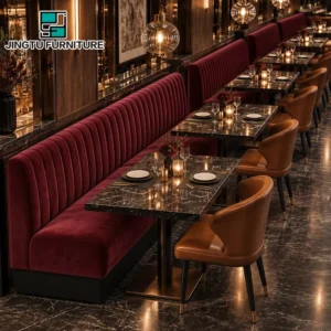 Channel-Tufted Fabric Booth Seating - image 1