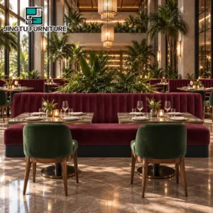 Channel-Tufted Fabric Booth Seating - image 2
