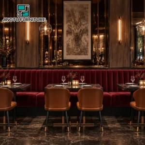 Channel-Tufted Fabric Booth Seating - image 3