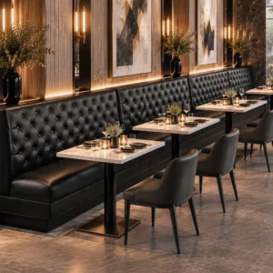 Channel-Tufted Wood Booth Seating - image 2