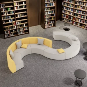 Curved Wood Lounge Sofa - image 1