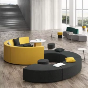 Curved Wood Lounge Sofa - image 3