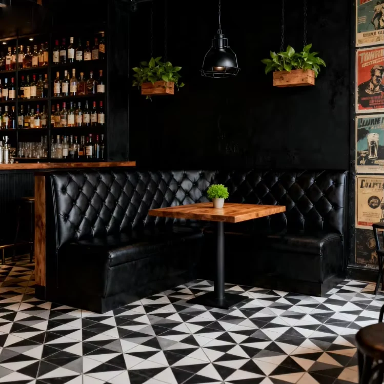 Tufted Industrial Leather Booth Seating